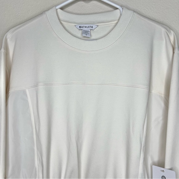 Athleta Ivory Magnolia White Triumph Hybrid Crewneck Sweatshirt Sz L NWT - Picture 6 of 16